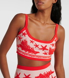 Versace Cotton-blend jacquard crop top