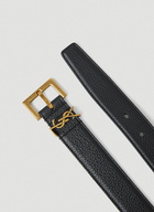 YSL Plaque Belt in Black