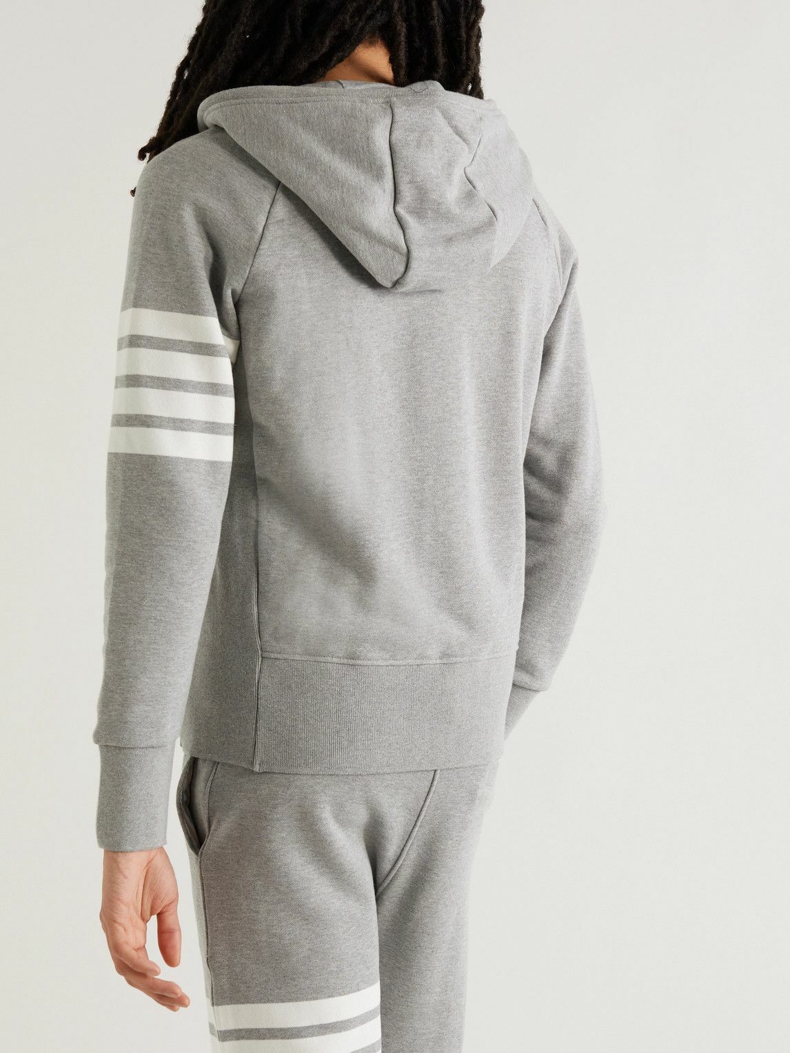 【THOM BROWNE】ループバックコットンジャージー ZIP UPフーディ Classic Loopback 4 Bar Full Zip Hoodie | Thom Browne