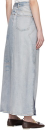 MM6 Maison Margiela Blue Distressed Midi Skirt