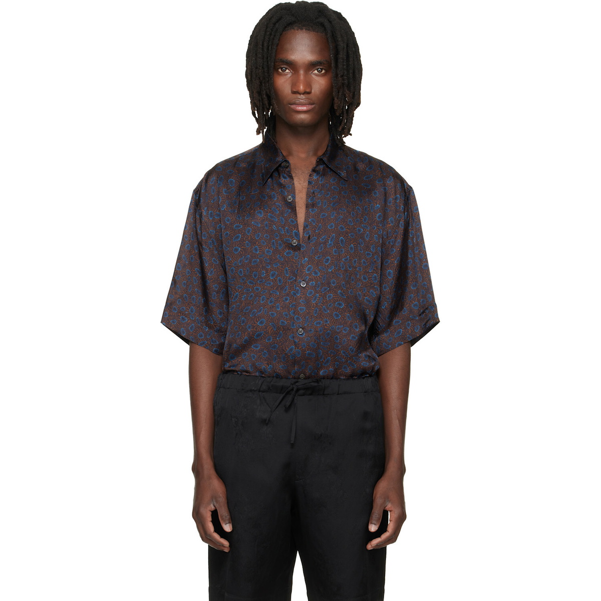 Dries Van Noten Brown & Blue Button-Down Shirt