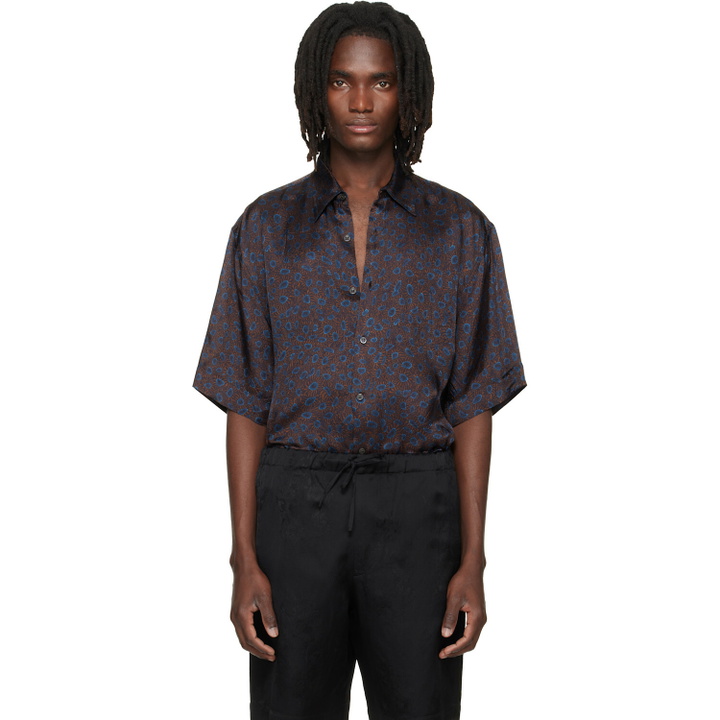 Photo: Dries Van Noten Brown & Blue Button-Down Shirt