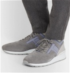 Tod's - Sportivo Leather-Trimmed Suede and Neoprene Sneakers - Gray