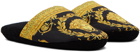 Versace Underwear Black & Yellow Baroque Slippers