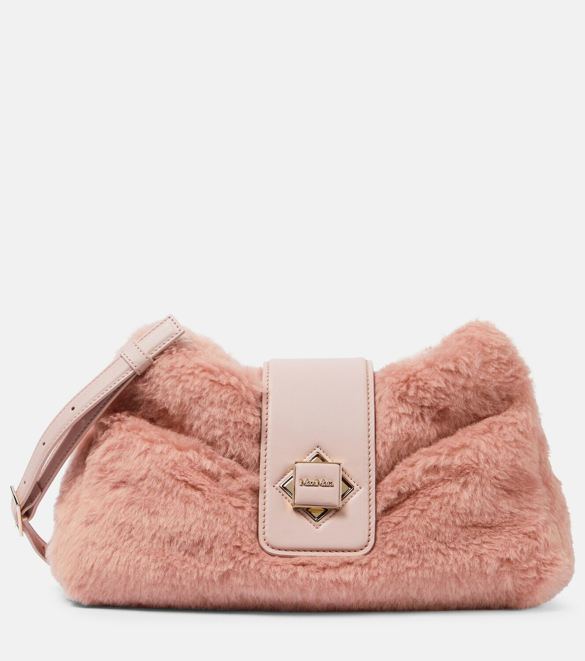 Max Mara Cuscino leather-trimmed teddy clutch Max Mara