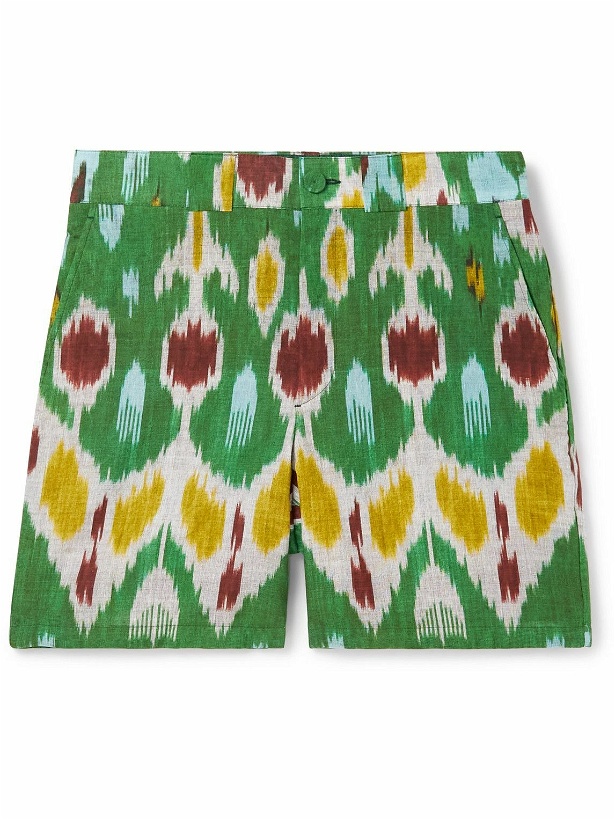 Photo: ERDEM - Lucas Straight-Leg Printed Cotton and Linen-Blend Bermuda Shorts - Green