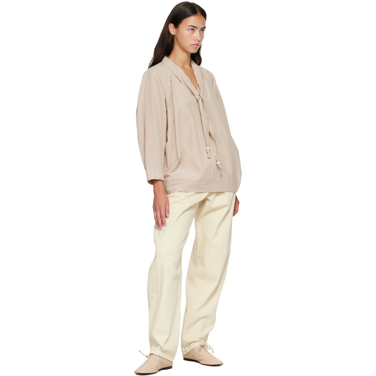 HEREU Beige Plegada Supple Shiny Loafers