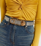 Versace Safety Pin embellished leather belt