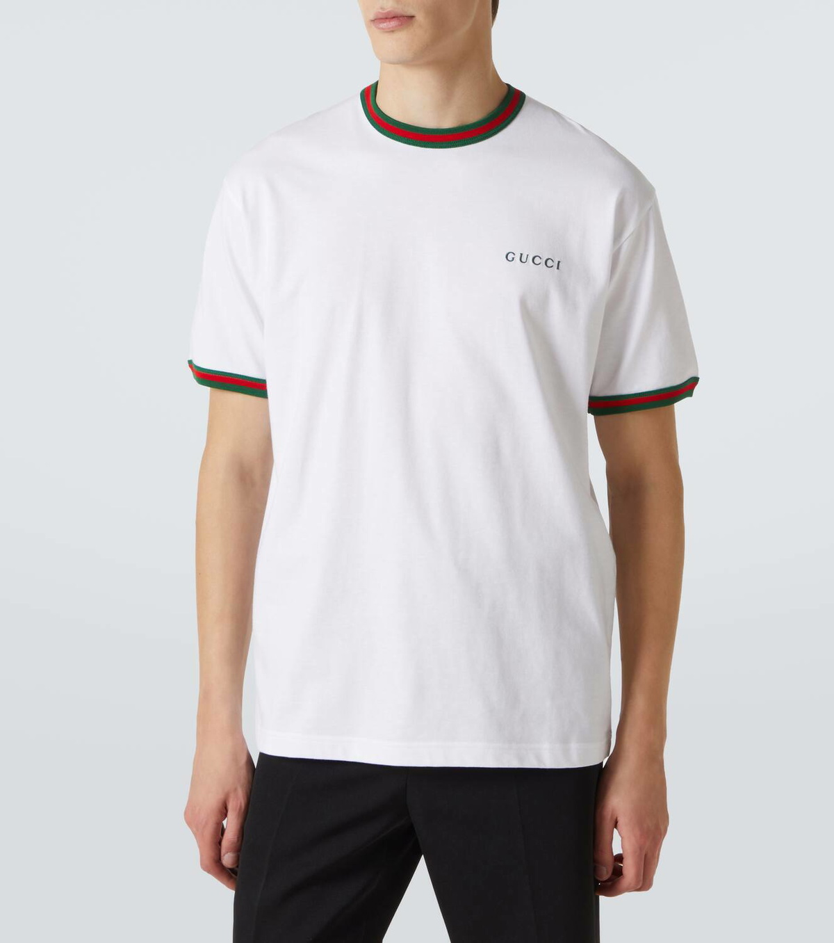 GUCCI★素敵！Striped Patch Cotton T Shirt GUCCI - Logo Patch Cotton T-shirt Gucci