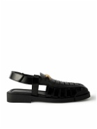 Versace - Rubber-Trimmed Embellished Leather Sandals - Black