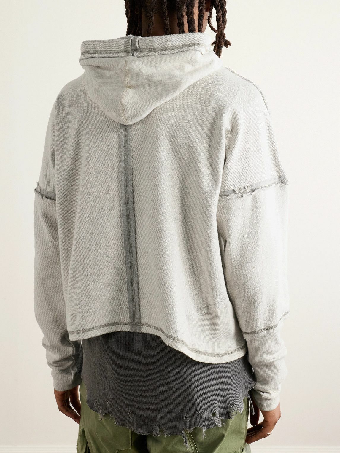 Greg Lauren - Frayed Cotton-Jersey Hoodie - Gray Greg Lauren