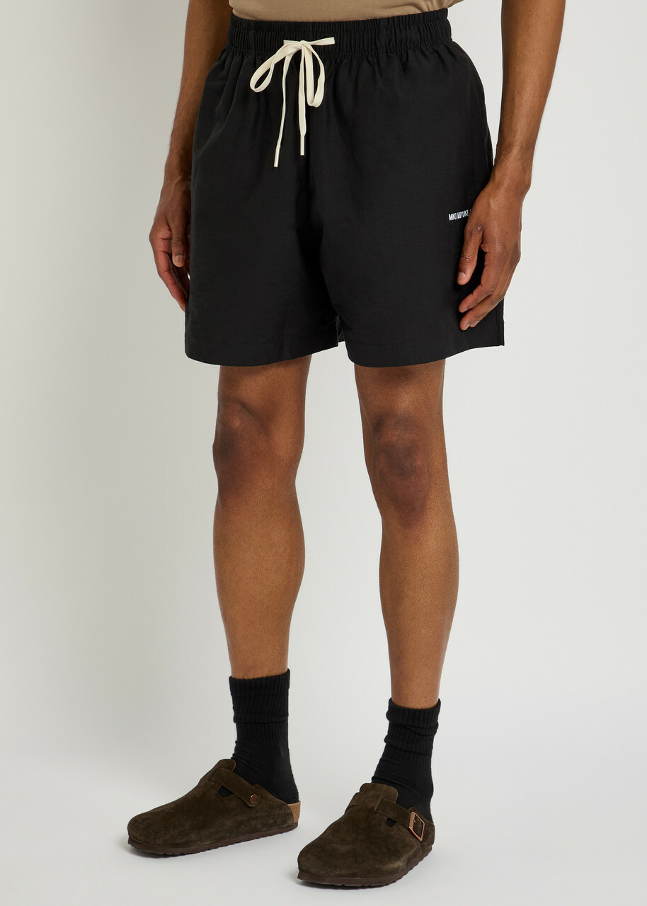 Mki Miyuki Zoku Washed Cotton-blend Short Black