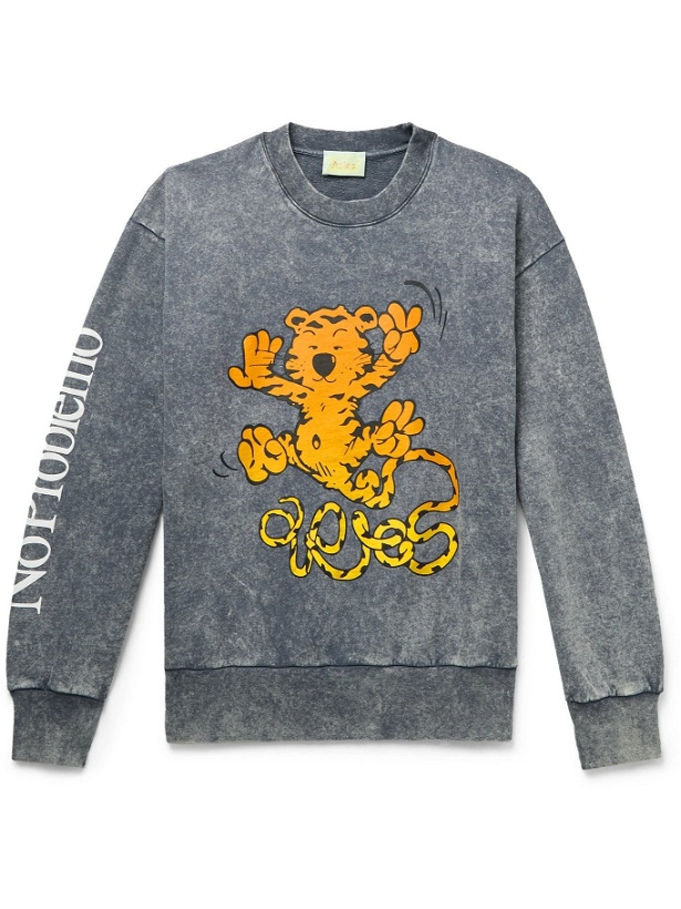 Photo: ARIES - Logo-Print Fleece-Back Cotton-Jersey Sweatshirt - Blue - M