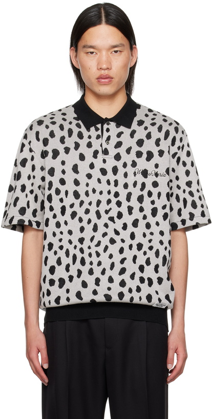 Photo: WACKO MARIA Black & Gray Leopard Polo