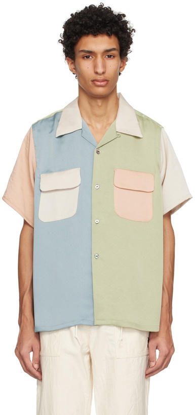 Photo: NEEDLES Green & Beige Paneled Shirt