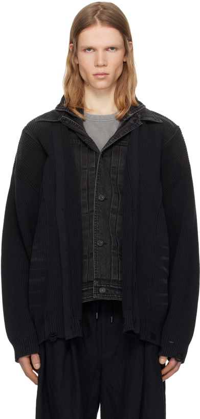Photo: Juun.J Black Denim Trucker Detachable Cardigan