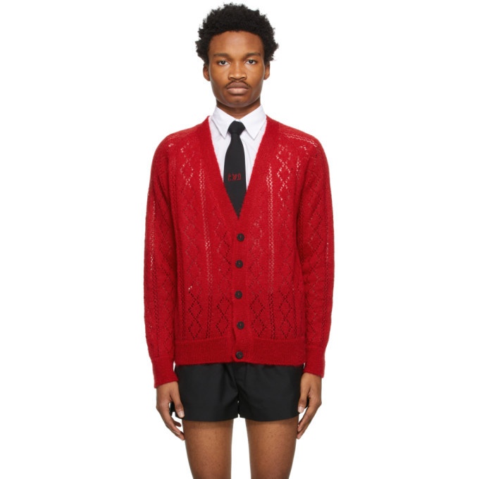 Photo: Ernest W. Baker Red Mohair Open Knit Cardigan