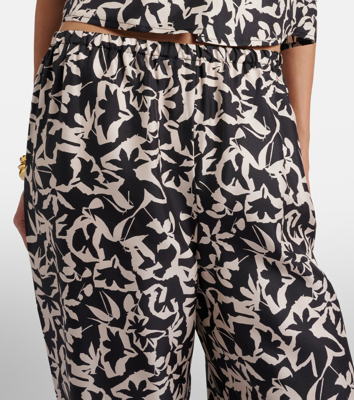 Asceno Loreto printed silk twill wide-leg pants