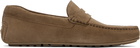 BOSS Taupe Portuguese-Crafted Suede Loafers