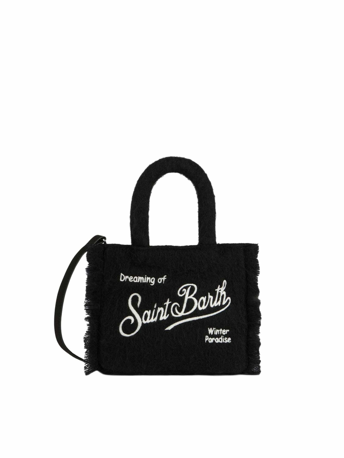 MC2 Saint Barth Wooly Mini Vanity Fringed Black Bag