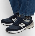 Junya Watanabe - New Balance 990 V5 Suede and Mesh Sneakers - Blue