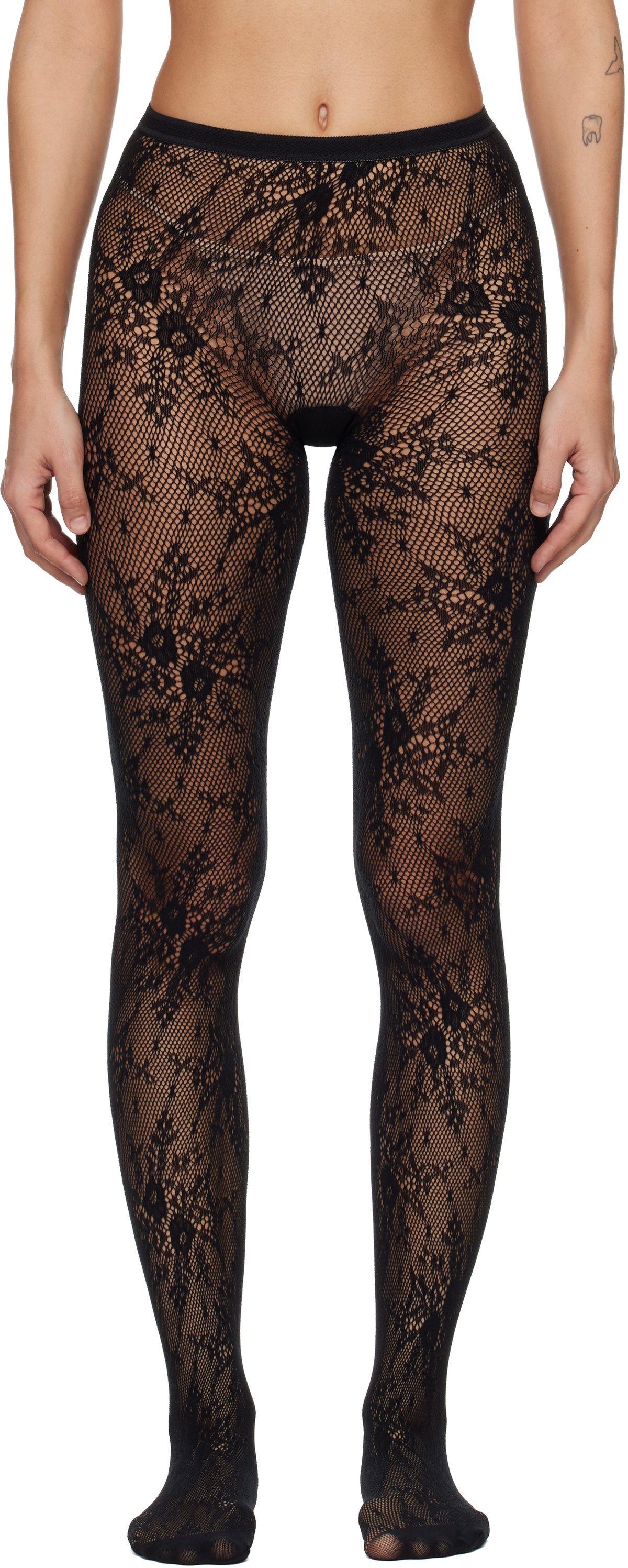 Swedish Stockings Black Rosa Lace Tights