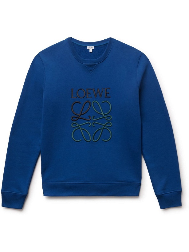 Photo: Loewe - Logo-Embroidered Cotton-Jersey Sweatshirt - Blue