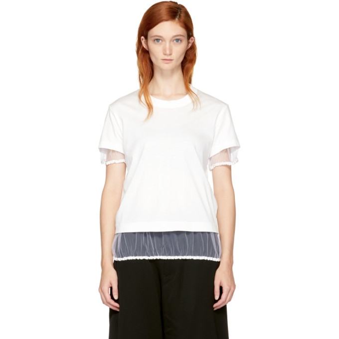 Noir Kei Ninomiya White Tulle Hem T-Shirt Noir Kei Ninomiya