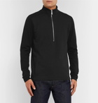 Folk - Loopback Cotton and Tech-Jersey Half-Zip Sweatshirt - Black