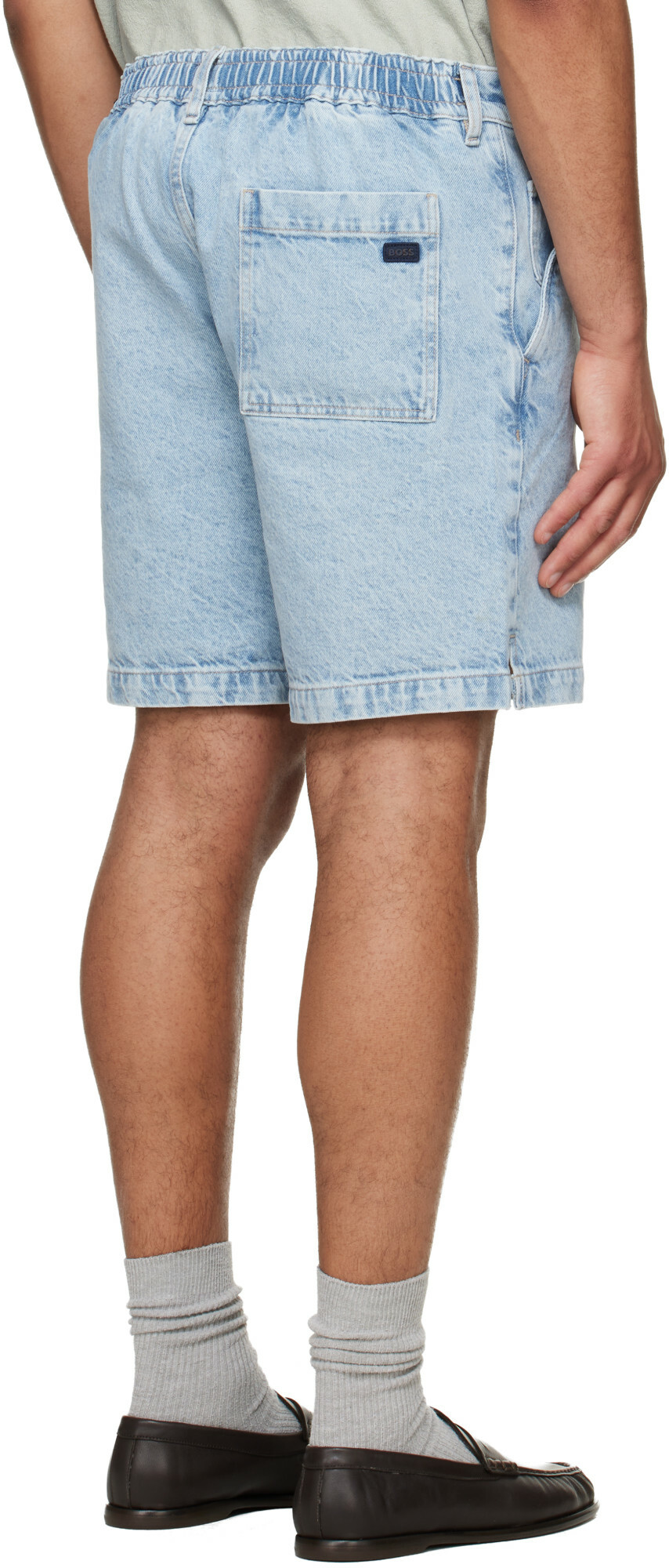 BOSS Blue Faded Denim Shorts