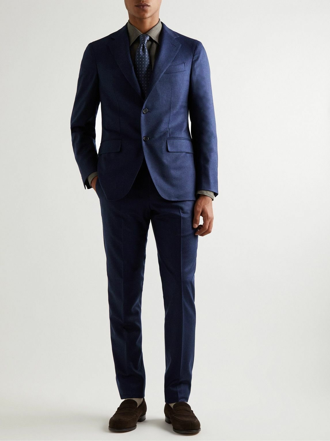 Caruso - Straight-Leg Wool-Flannel Suit Trousers - Blue Caruso
