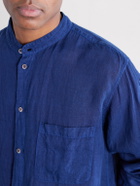Blue Blue Japan - Grandad-Collar Linen-Chambray Shirt - Blue