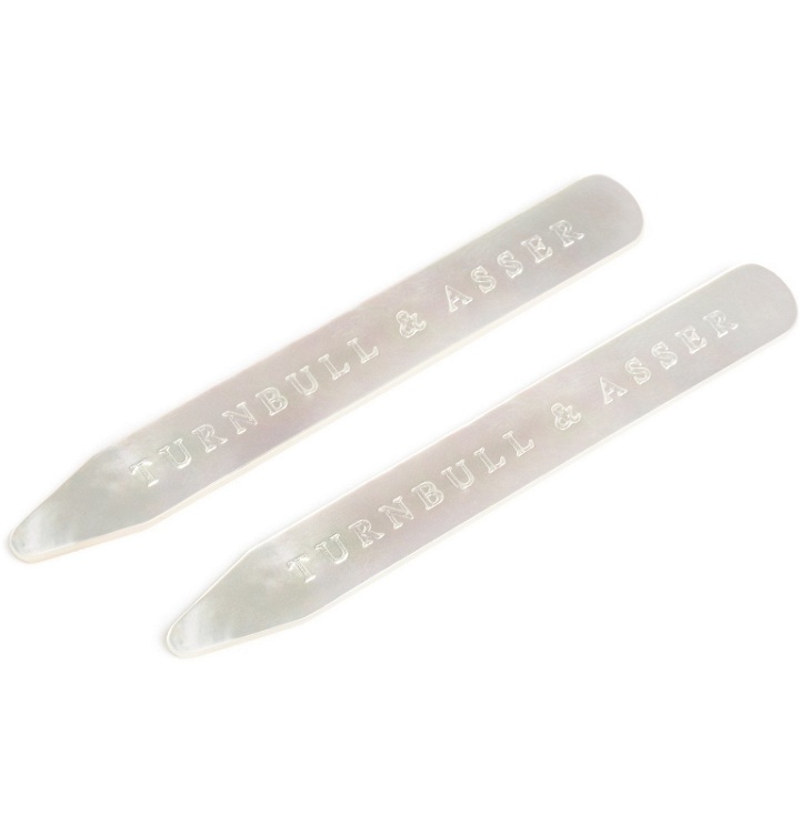 Photo: Turnbull & Asser - Set-of-Two Mother-of-Pearl Collar Stays - White