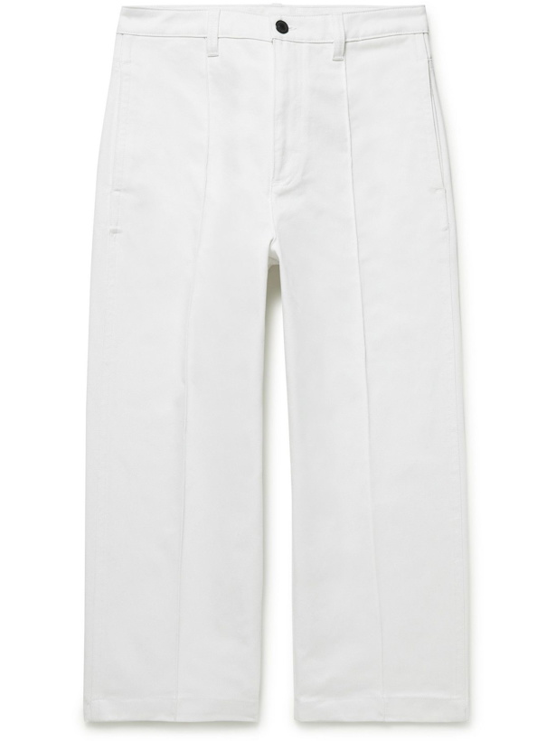 Photo: AMI PARIS - Wide-Leg Pleated Denim Trousers - White