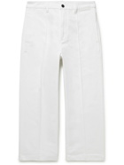 AMI PARIS - Wide-Leg Pleated Denim Trousers - White