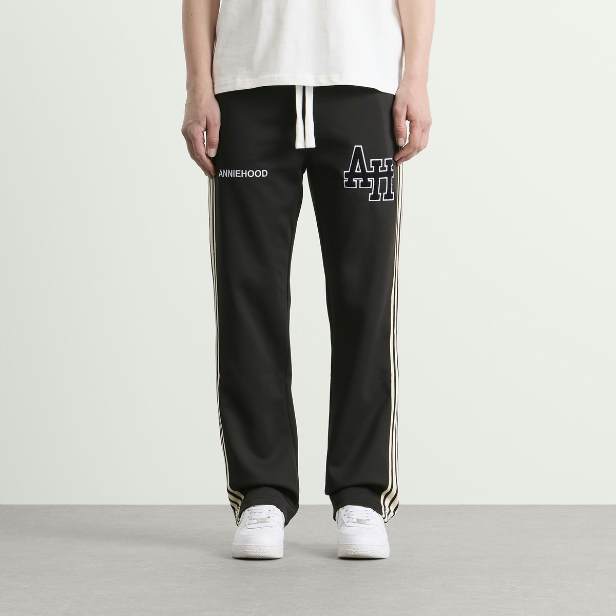 ANNIE HOOD Men's College Track Pants in Black