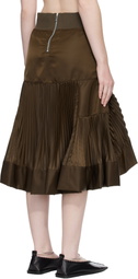 sacai Brown Nylon Twill Midi Skirt