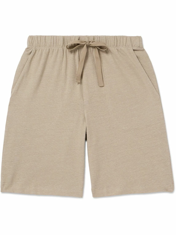 Photo: Hanro - Straight-Leg Stretch-Cotton and Linen-Blend Jersey Drawstring Shorts - Neutrals