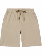 Hanro - Straight-Leg Stretch-Cotton and Linen-Blend Jersey Drawstring Shorts - Neutrals