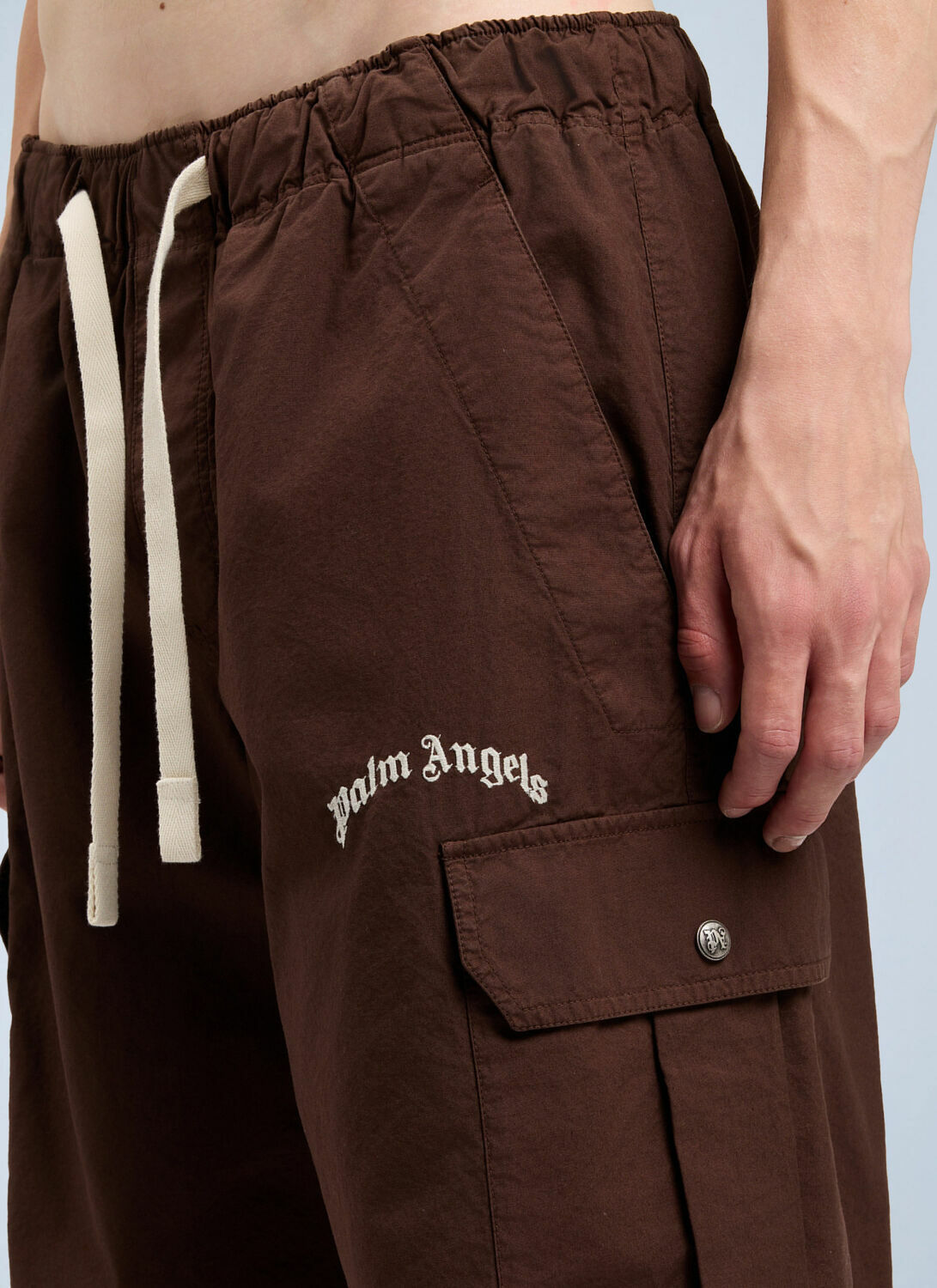 Palm Angels Curved Logo Loose Cargo Shorts