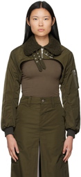 VAQUERA Khaki Cropped Bomber Jacket