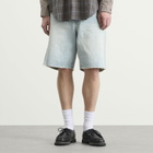 BEAMS Men's Damage Denim Shorts in Ice Wash