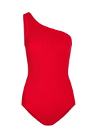 Hunza G Coverage Nancy One-shoulder Crinkle Swimsuit - Red - One Size