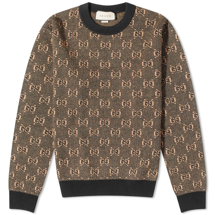 Photo: Gucci Men's GG Logo Crew Knit in Camel