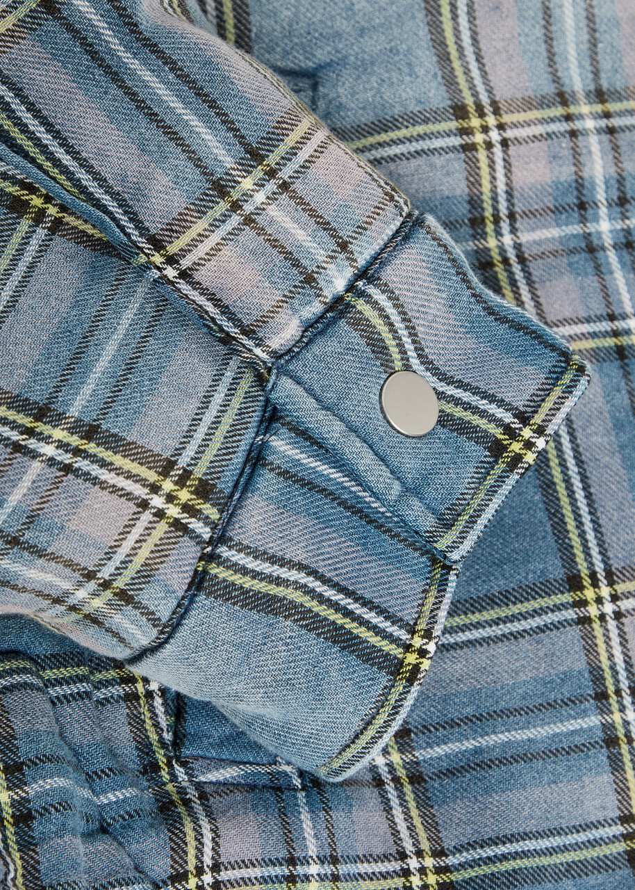 Cole Buxton Checked Cotton Jacket Blue