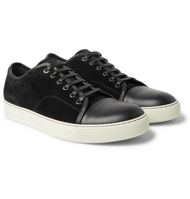 Photo: Lanvin - Cap-Toe Suede and Leather Sneakers - Black