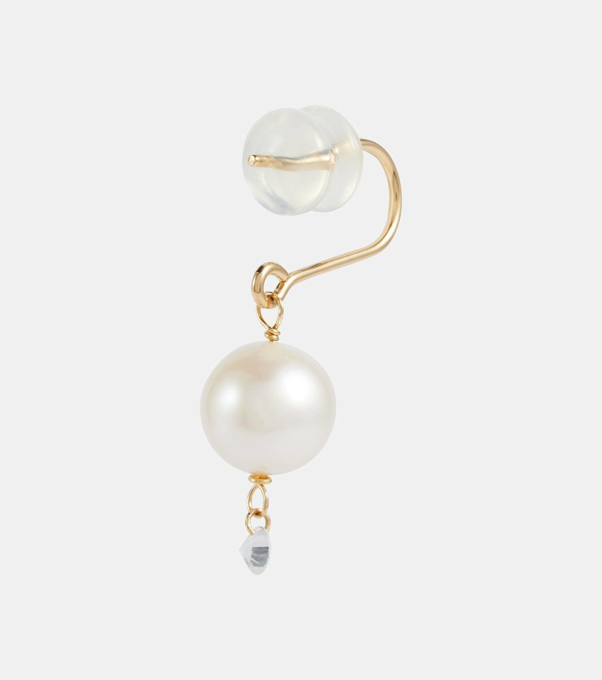 Persée 18kt gold pearl drop earrings with diamond