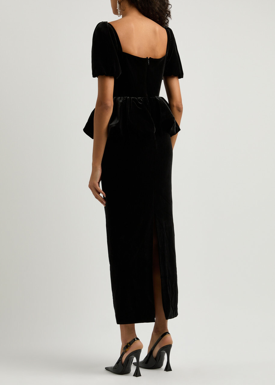 princess polly baby blue dress Velvet midi dress with contrasting details :: LICHI