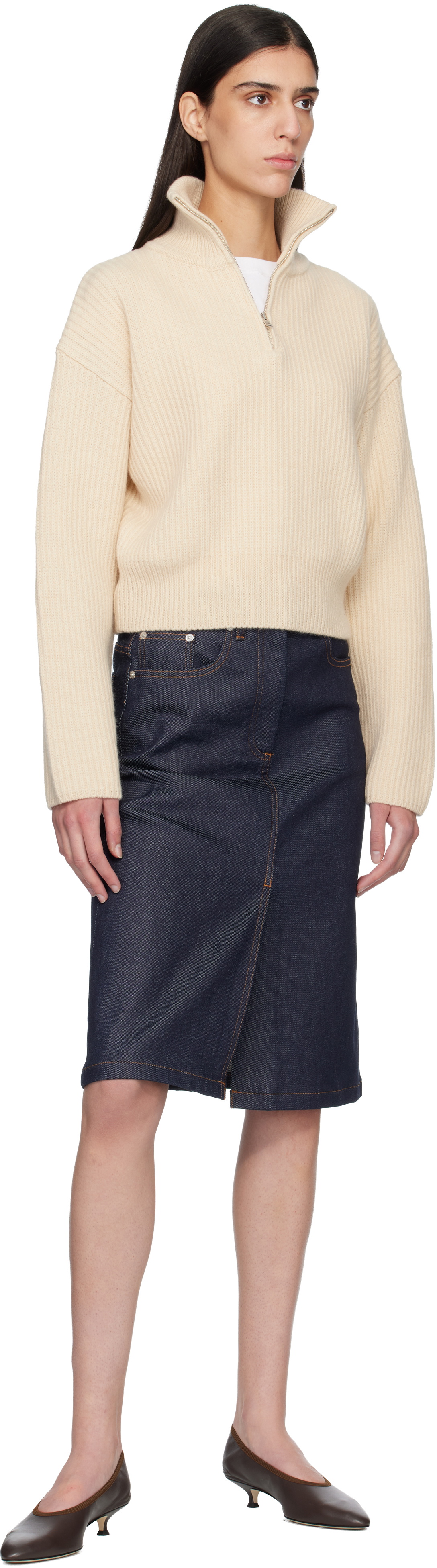 A.P.C. Navy Lizzie Denim Midi Skirt