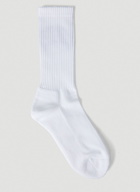 Paris Logo Ribbed Socks in White
